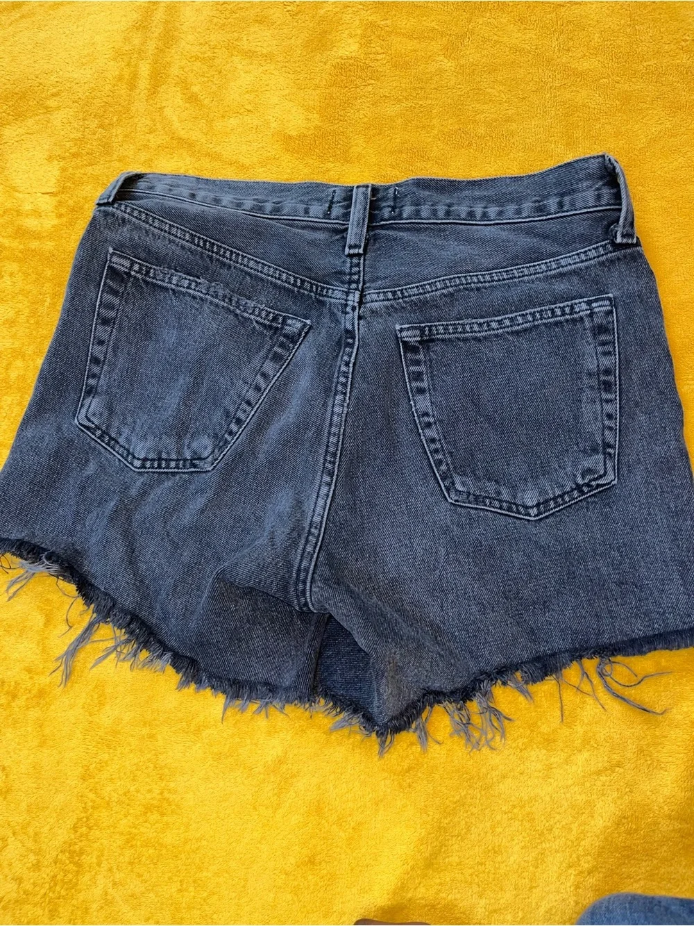 AGOLDE Women's Black Frayed Hem High-Rise Denim Shorts